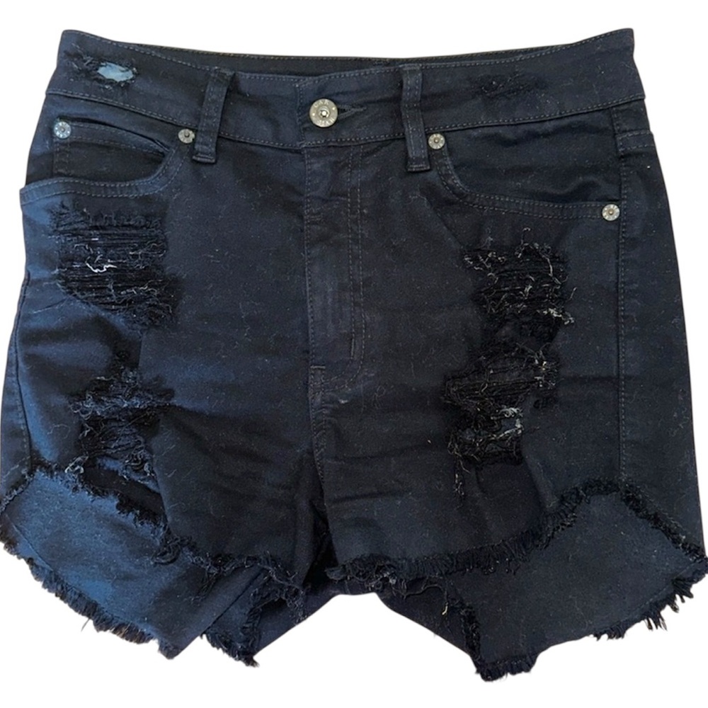 LF CARMAR High Waisted Black Distressed Shorts